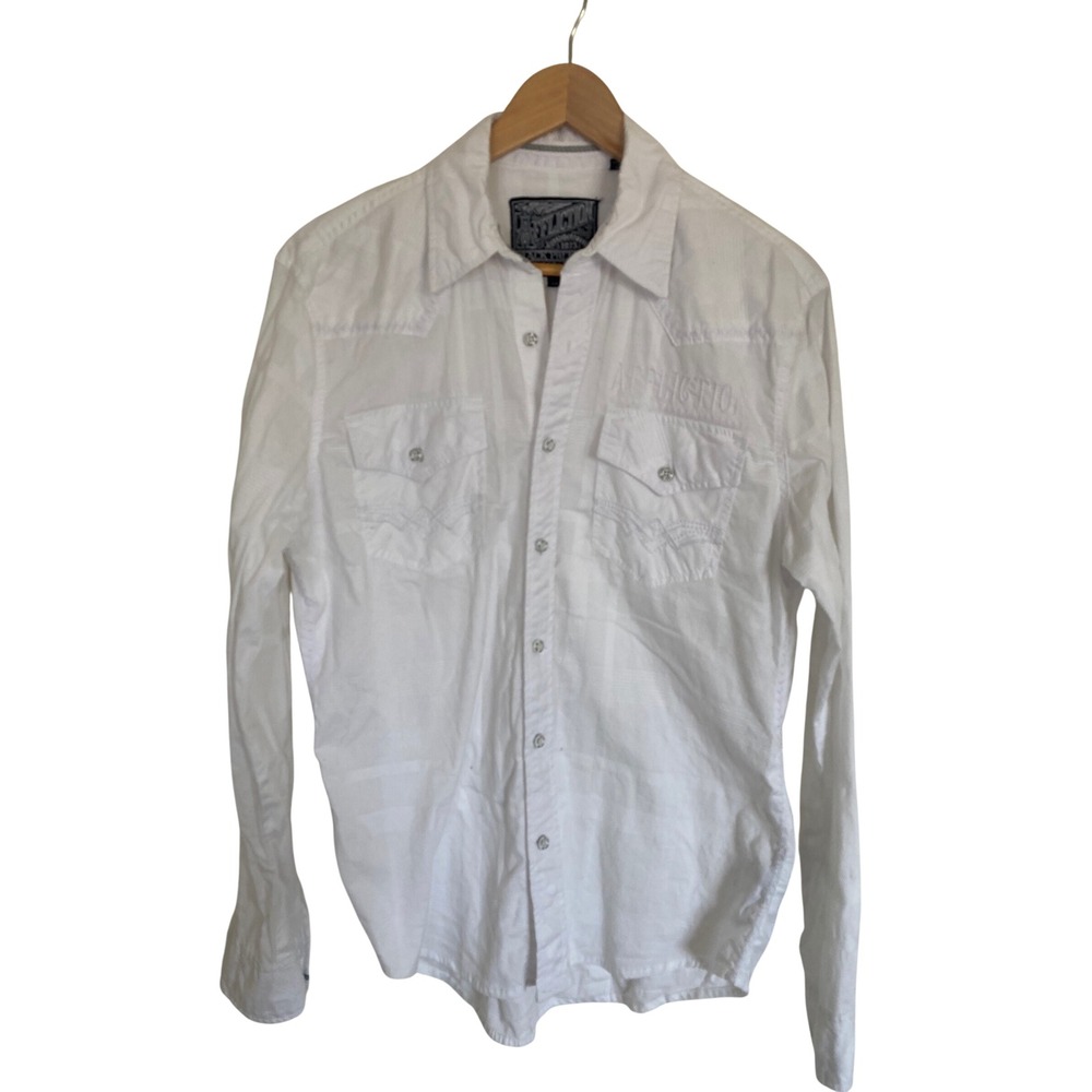 Affliction Black Premium Mens White Embroidered Western Button Down Shirt M